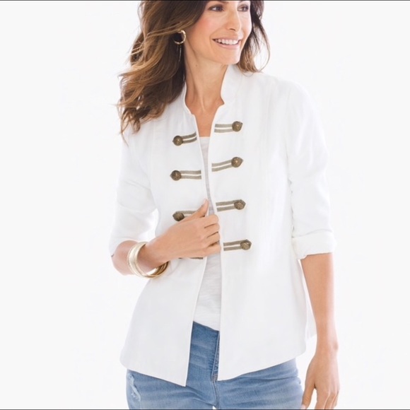 Chico's Jackets & Blazers - NWT $129 CHICOS white Peplum Military Jacket 0 Petite SP